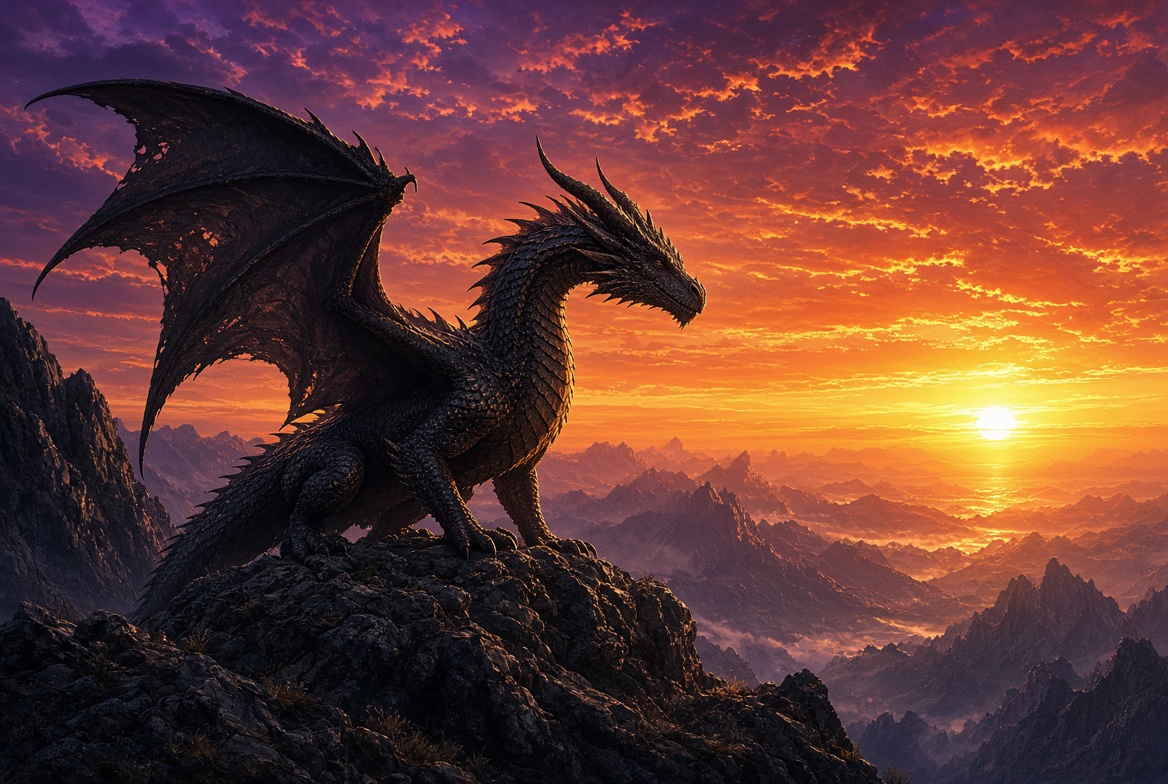 Dragon Encounter During Sunset