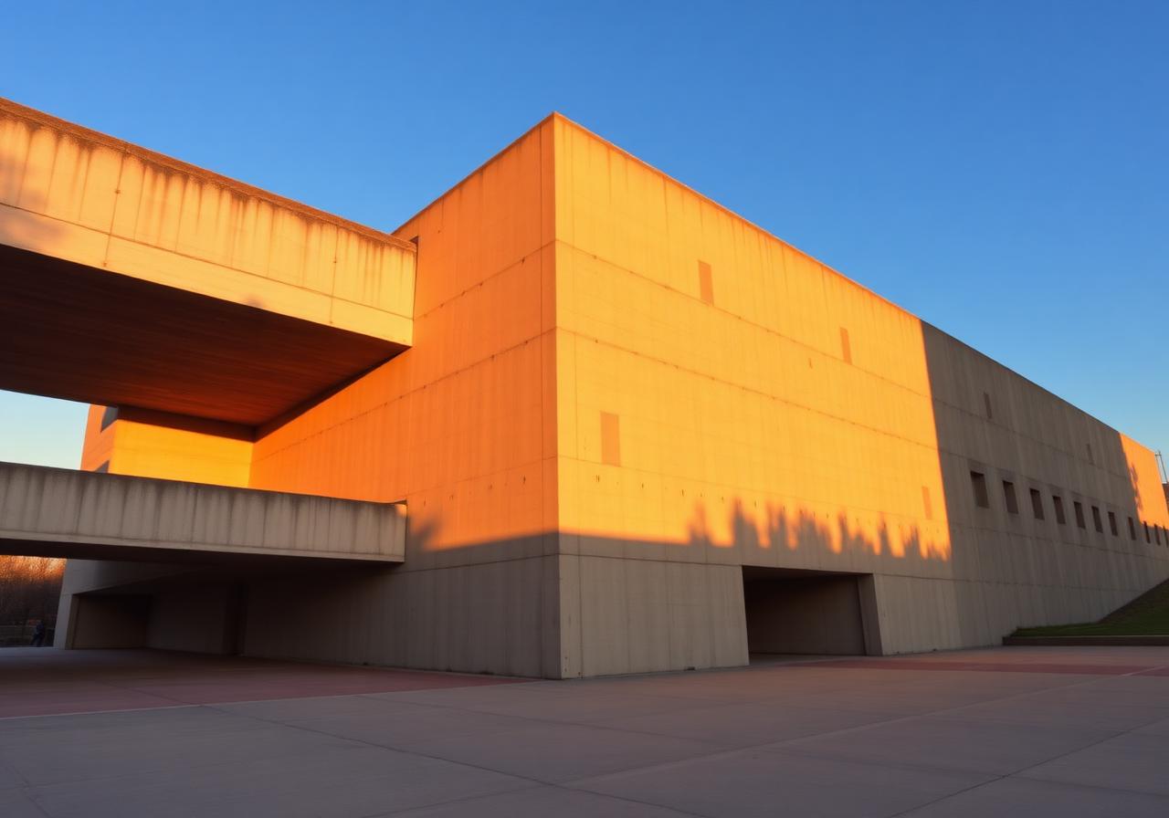 Brutalist Concrete at Golden Hour