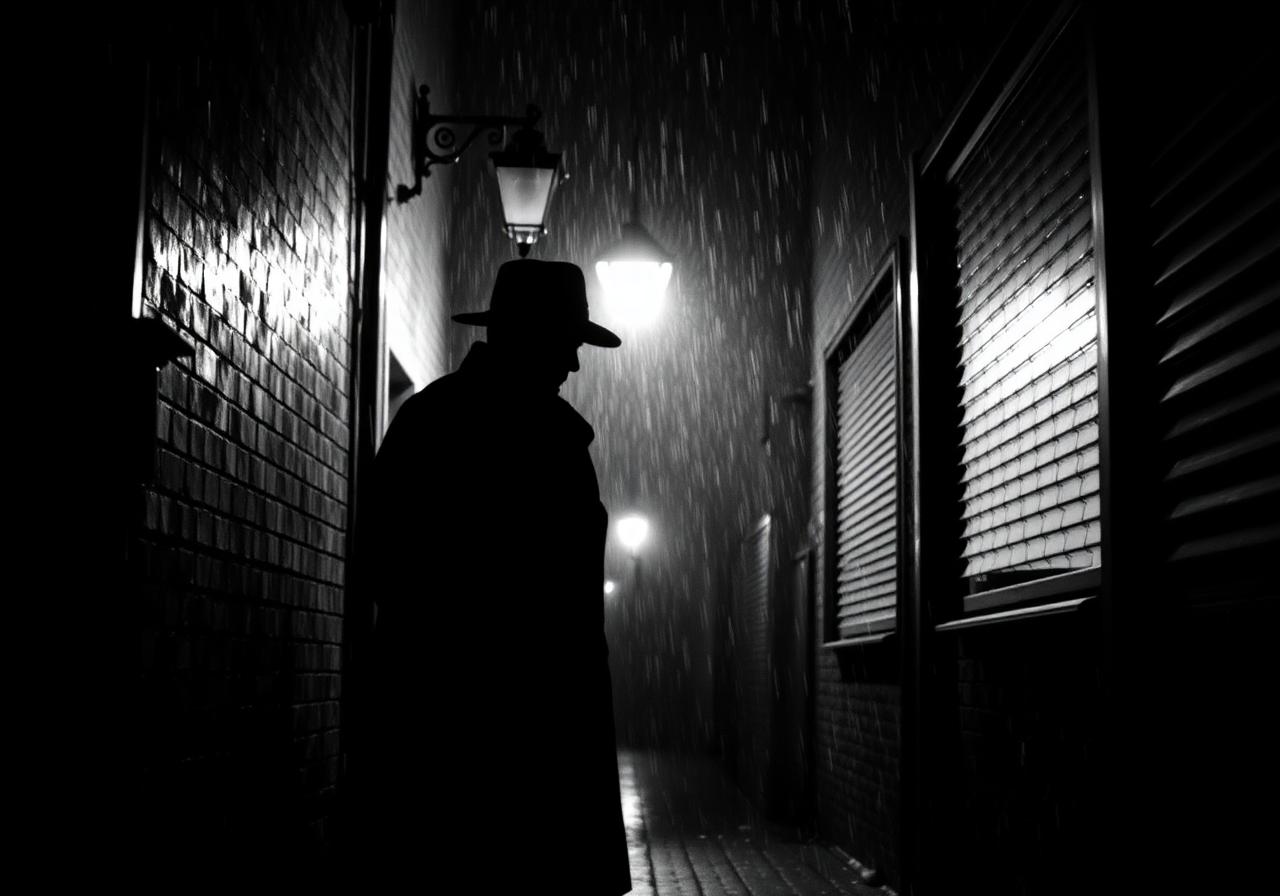 Rain-Soaked Noir Alley