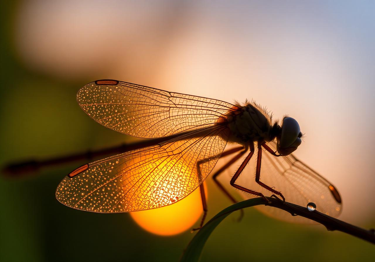 Dragonfly Wing at Sunrise