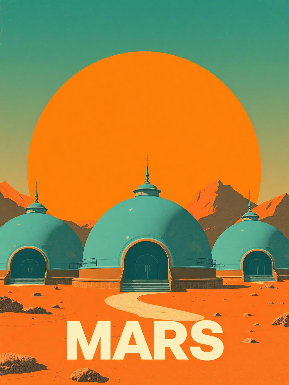 Retro Mars Colony Travel Poster
