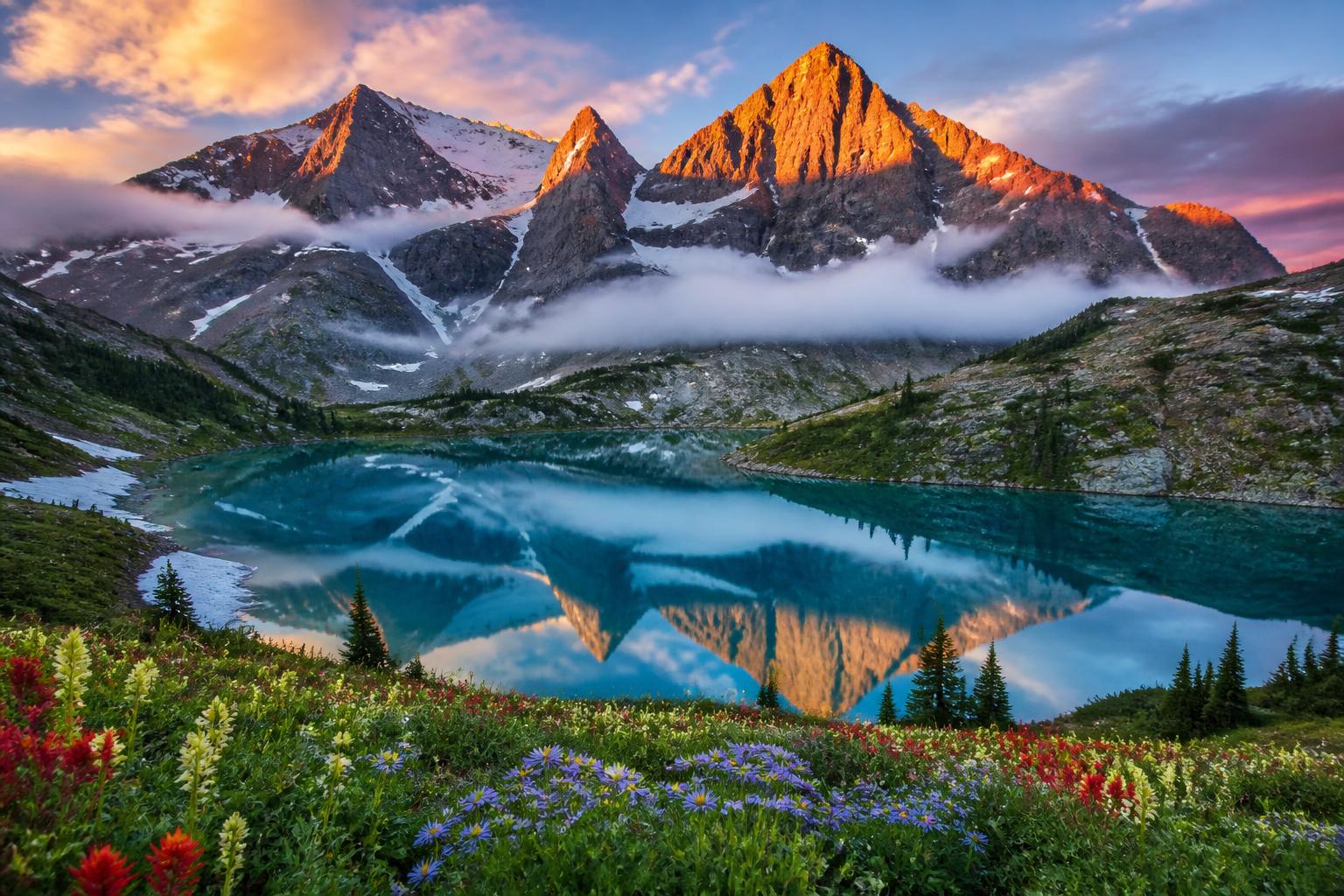 Alpine Lake Mirror at Sunrise