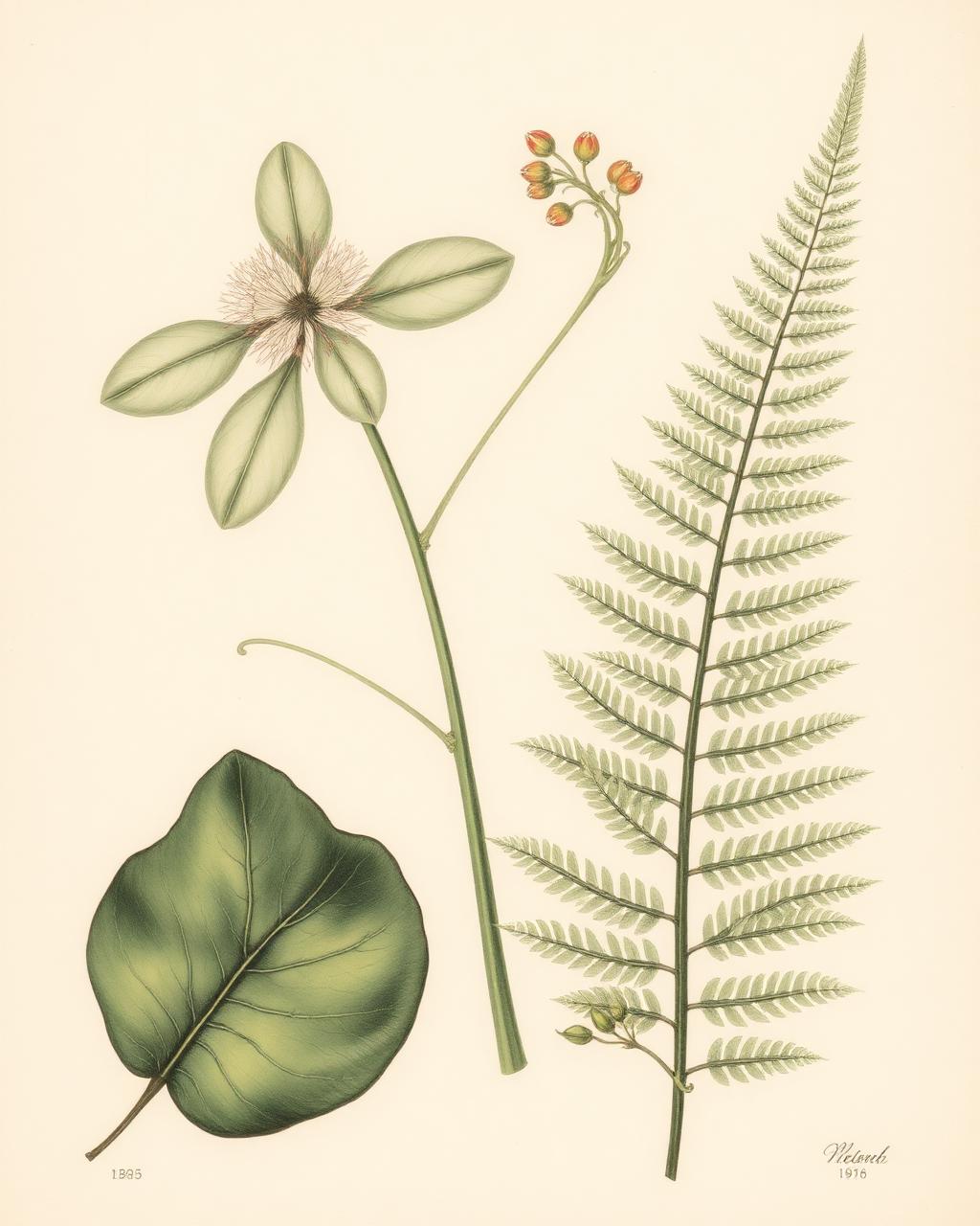 Vintage Botanical Study Plate