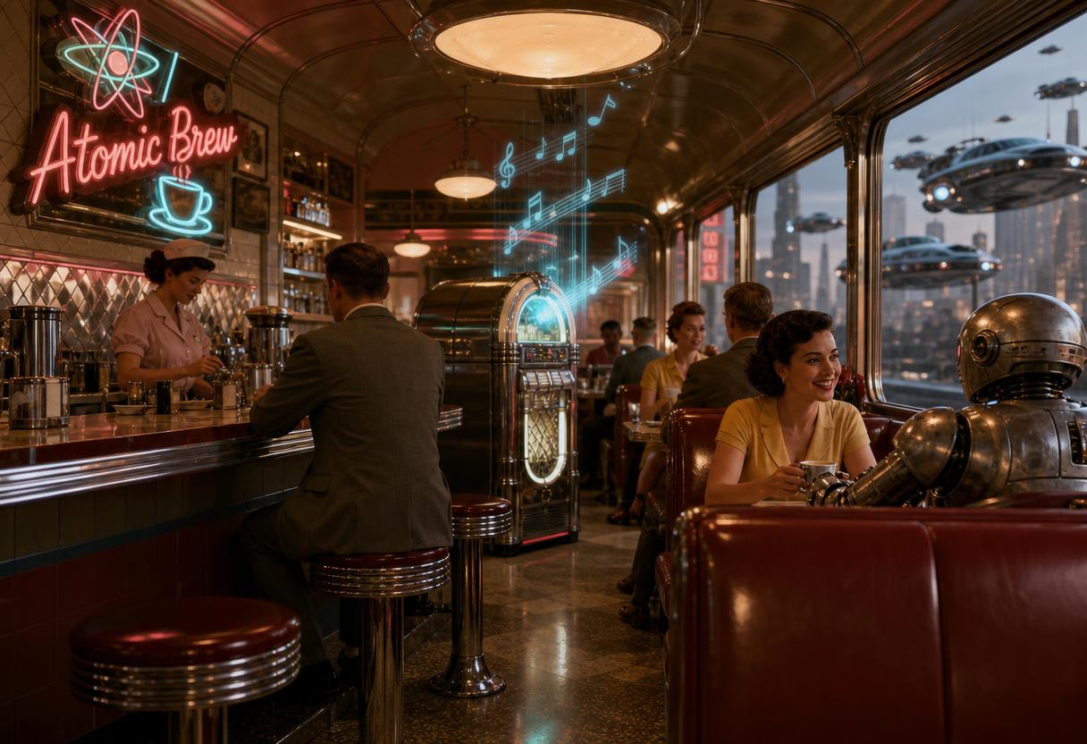 Retro-Futuristic Coffee Shop