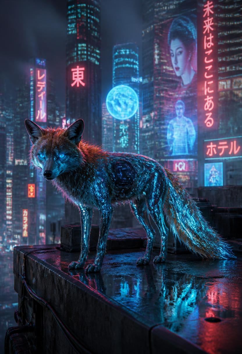 Cyberpunk Neon Fox