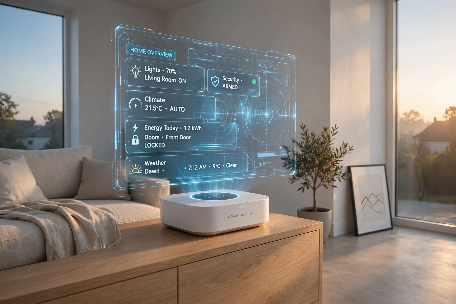 Smart Home Hub with Holographic UI