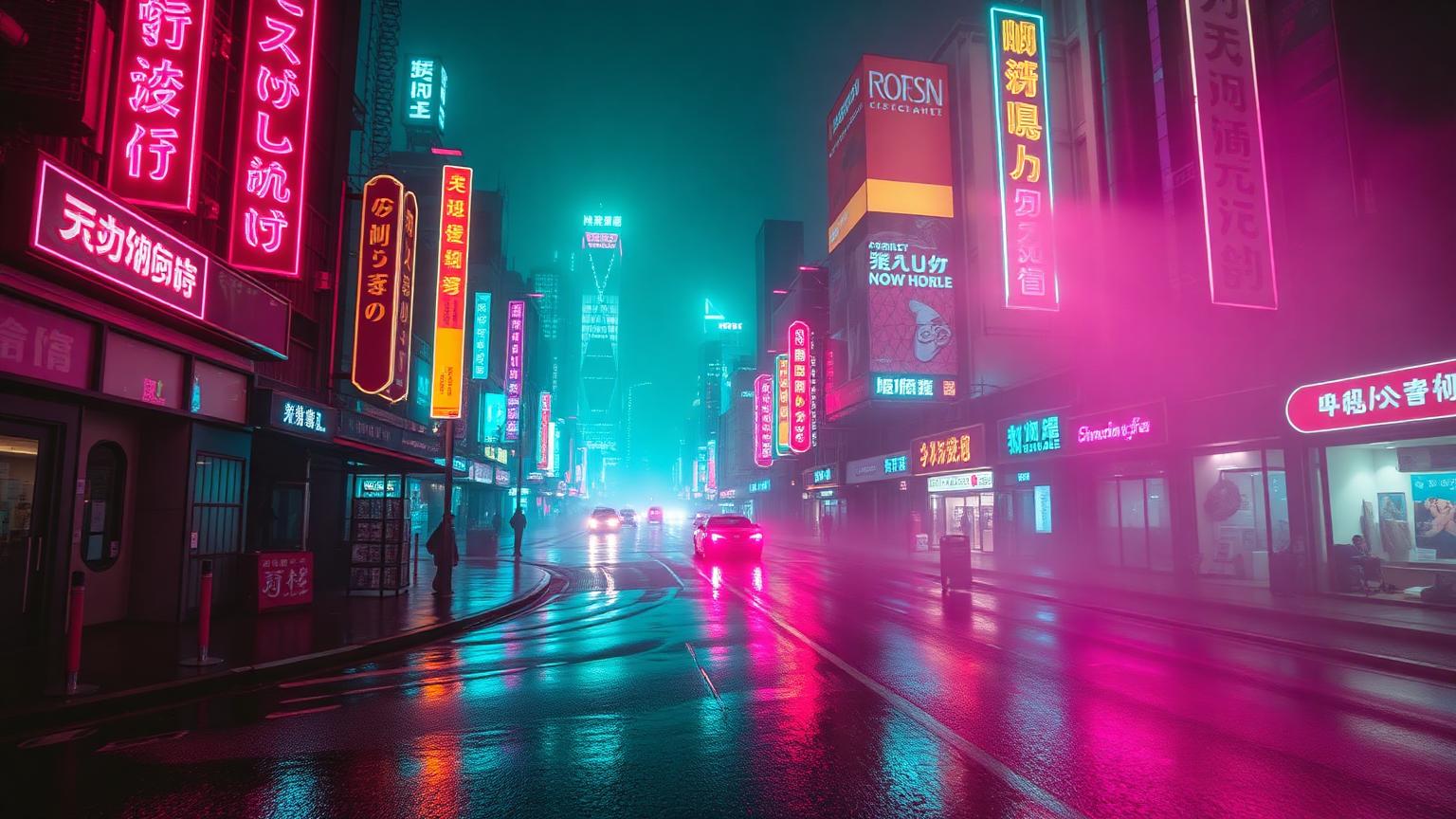 Neon Rain Cyberpunk Street