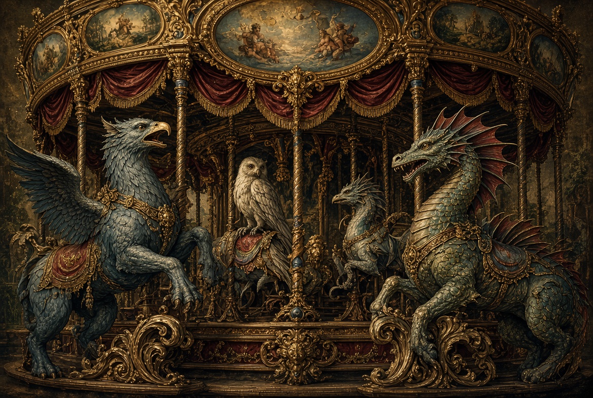 Carousel of Strange Creatures in Renaissance Style