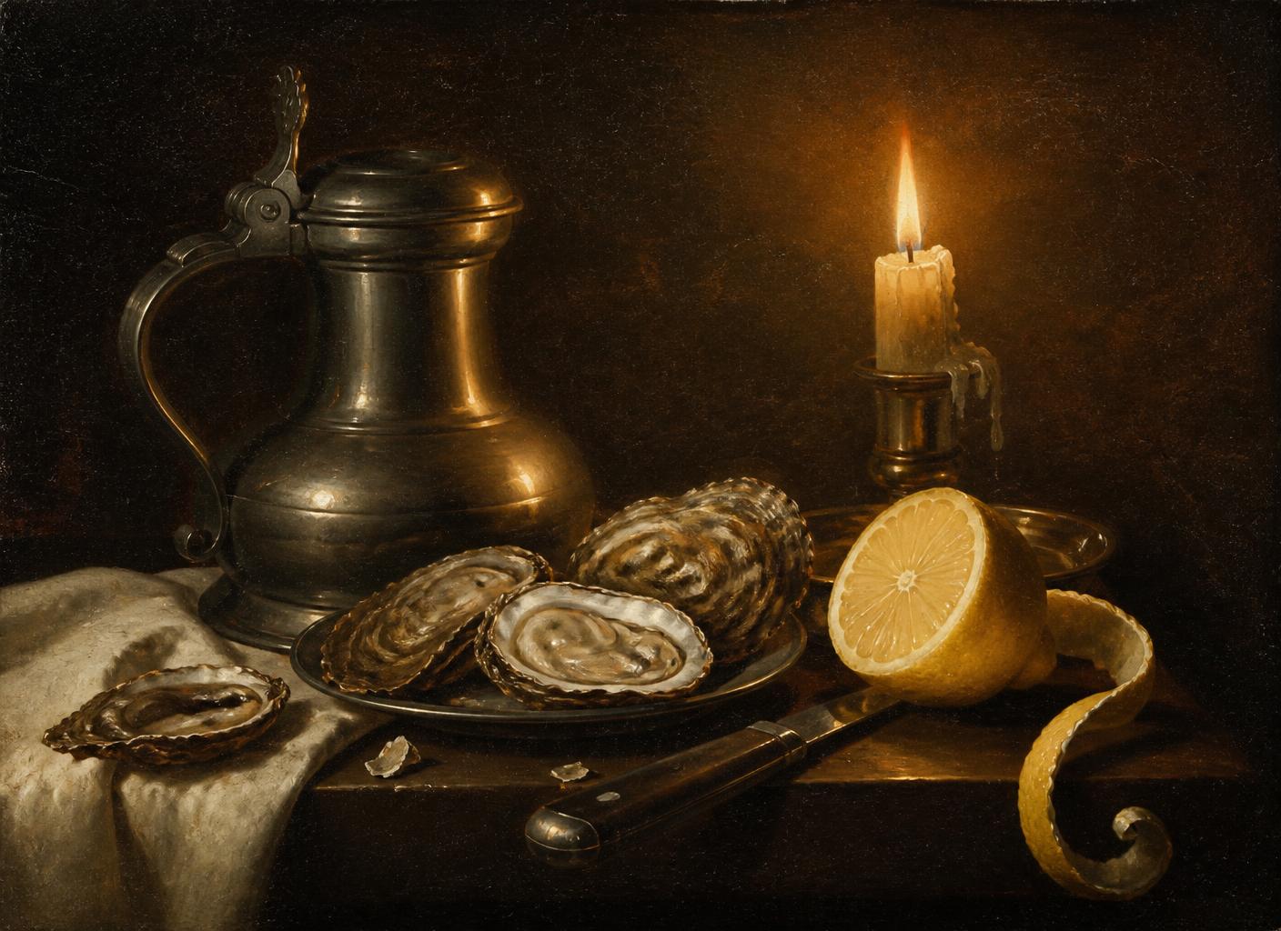 Candlelit Still Life with Oysters