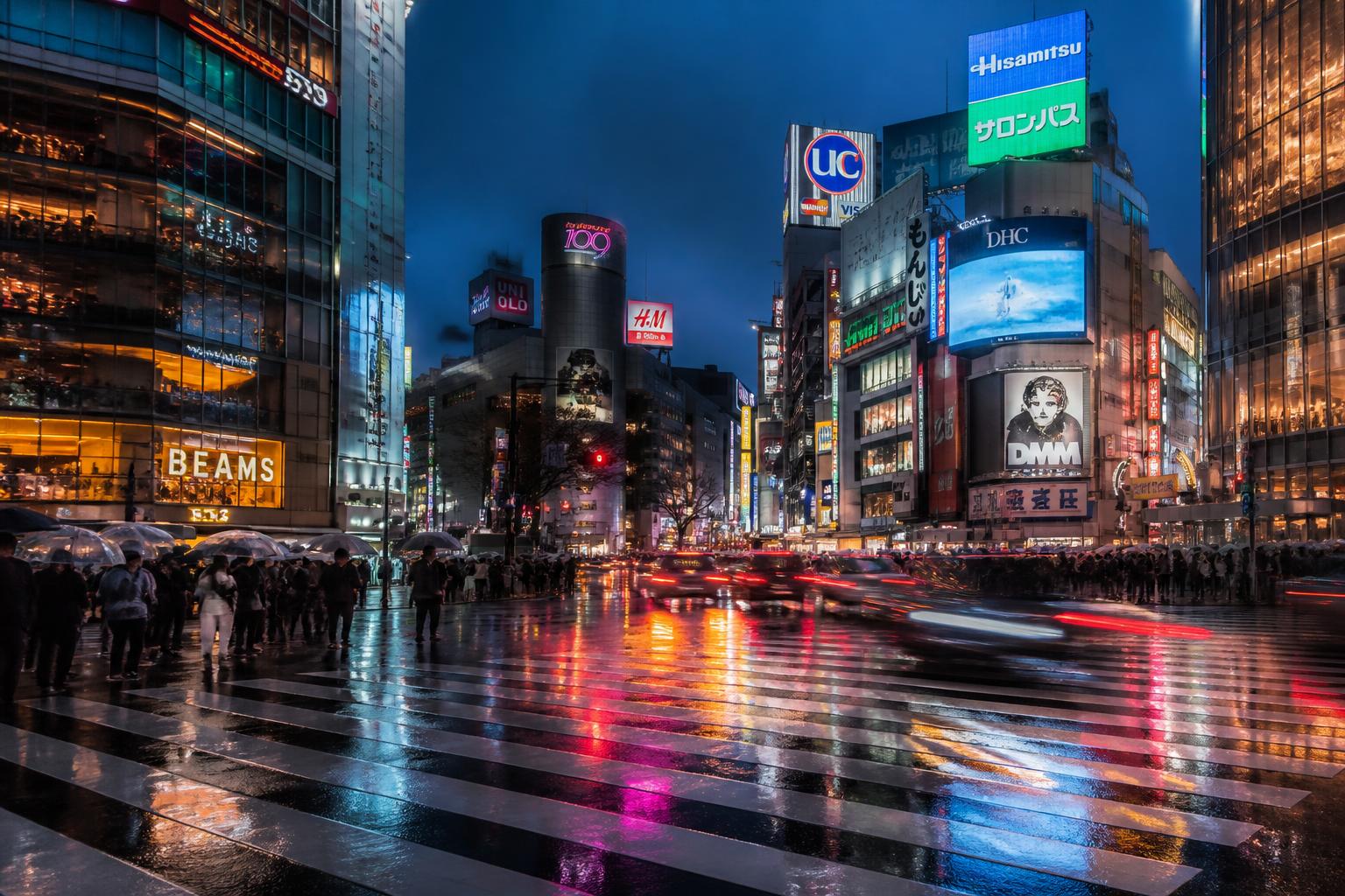 Neon Crossing After Rain